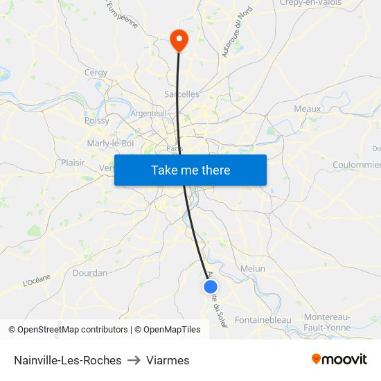 Nainville-Les-Roches to Viarmes map
