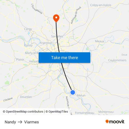 Nandy to Viarmes map