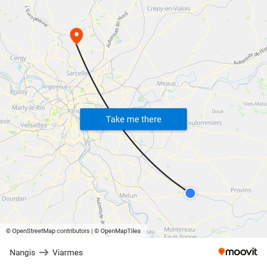 Nangis to Viarmes map