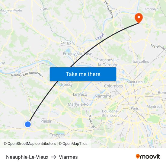 Neauphle-Le-Vieux to Viarmes map