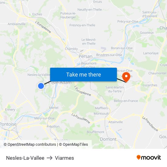 Nesles-La-Vallee to Viarmes map