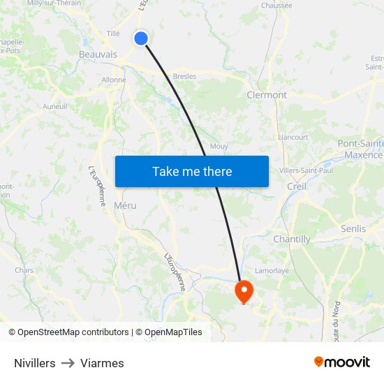 Nivillers to Viarmes map