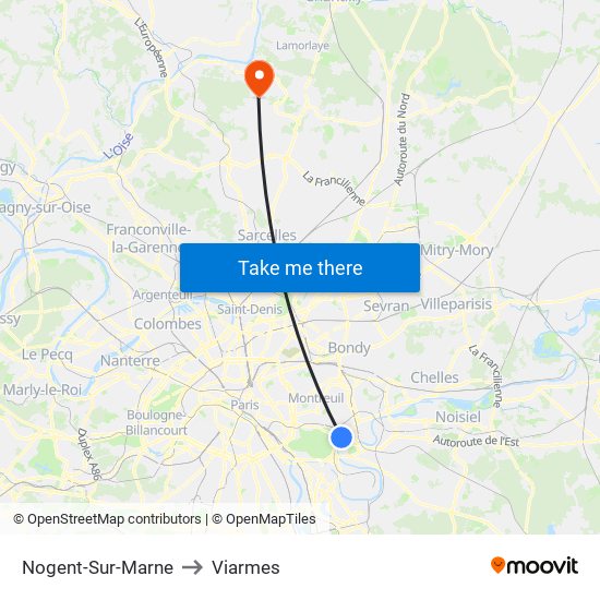 Nogent-Sur-Marne to Viarmes map