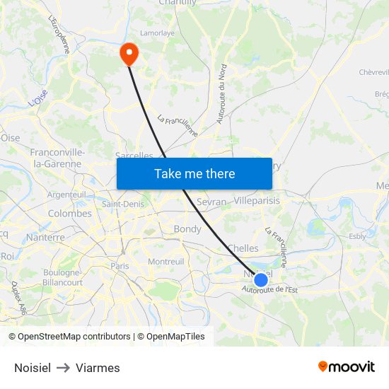 Noisiel to Viarmes map