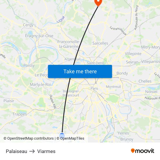 Palaiseau to Viarmes map