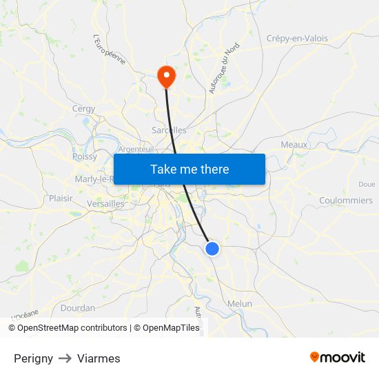 Perigny to Viarmes map