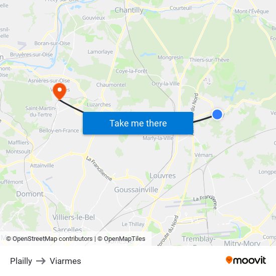 Plailly to Viarmes map