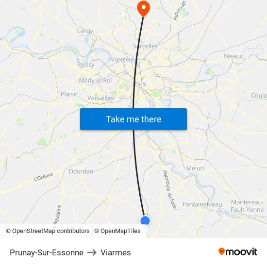 Prunay-Sur-Essonne to Viarmes map