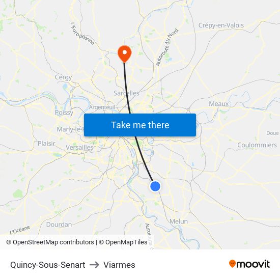 Quincy-Sous-Senart to Viarmes map