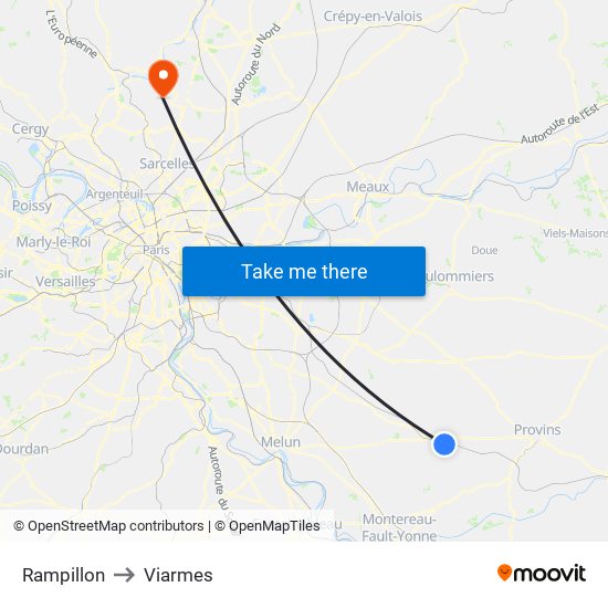 Rampillon to Viarmes map