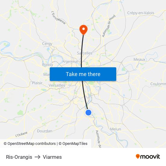 Ris-Orangis to Viarmes map