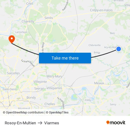 Rosoy-En-Multien to Viarmes map