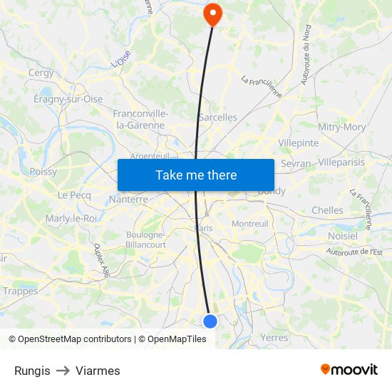 Rungis to Viarmes map