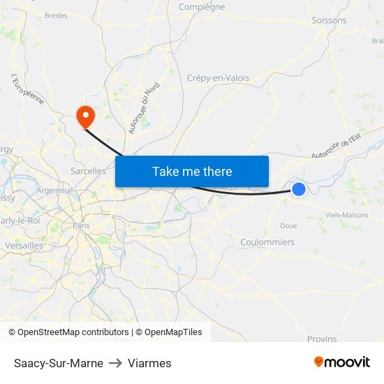 Saacy-Sur-Marne to Viarmes map