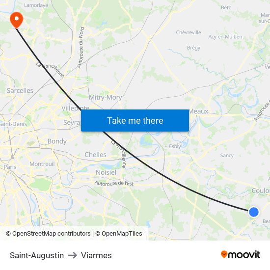 Saint-Augustin to Viarmes map