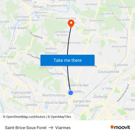 Saint-Brice-Sous-Foret to Viarmes map