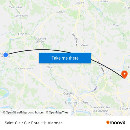 Saint-Clair-Sur-Epte to Viarmes map