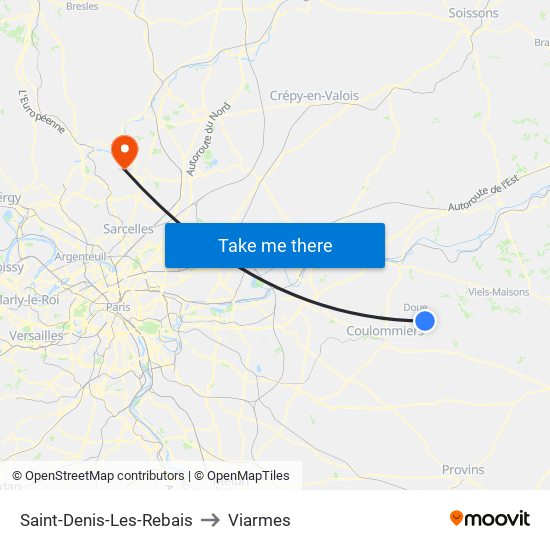 Saint-Denis-Les-Rebais to Viarmes map