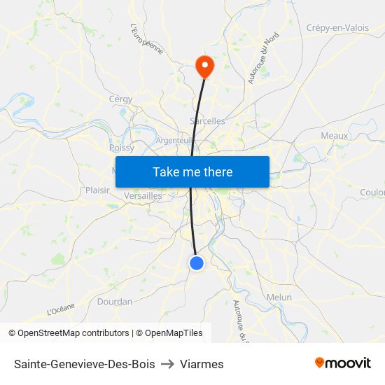 Sainte-Genevieve-Des-Bois to Viarmes map