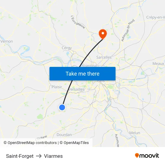 Saint-Forget to Viarmes map