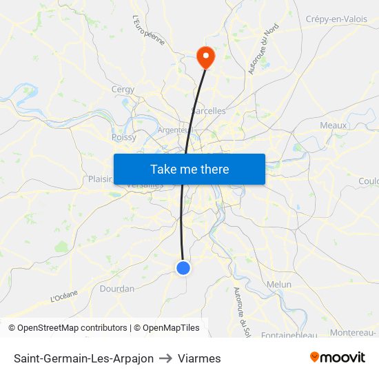 Saint-Germain-Les-Arpajon to Viarmes map