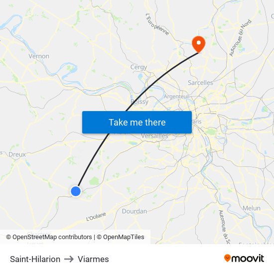 Saint-Hilarion to Viarmes map