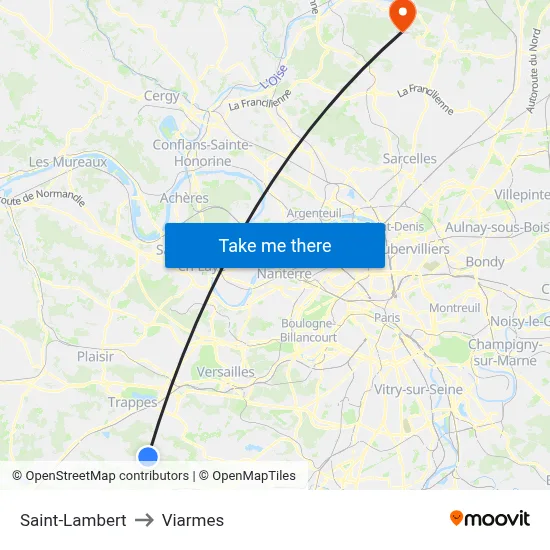 Saint-Lambert to Viarmes map