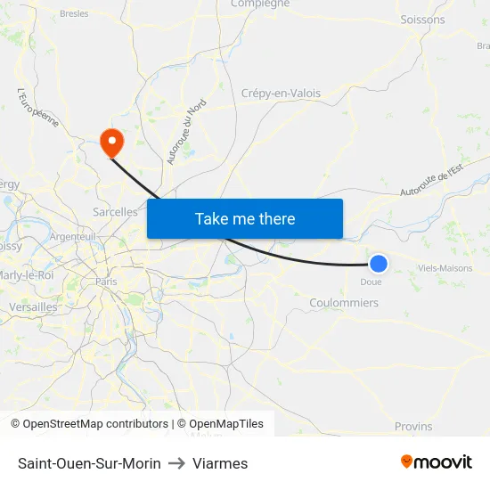 Saint-Ouen-Sur-Morin to Viarmes map