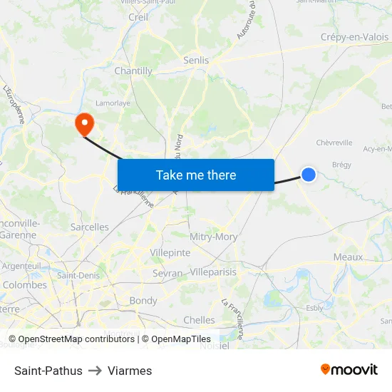 Saint-Pathus to Viarmes map