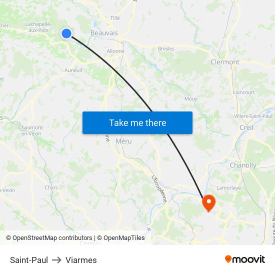 Saint-Paul to Viarmes map
