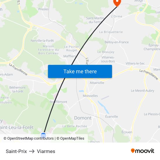 Saint-Prix to Viarmes map