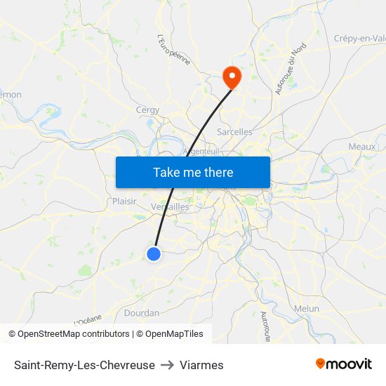 Saint-Remy-Les-Chevreuse to Viarmes map