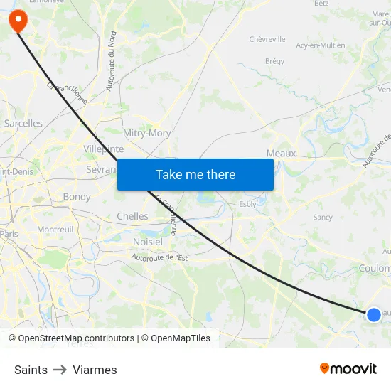 Saints to Viarmes map