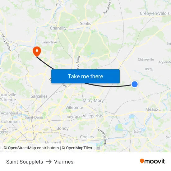 Saint-Soupplets to Viarmes map