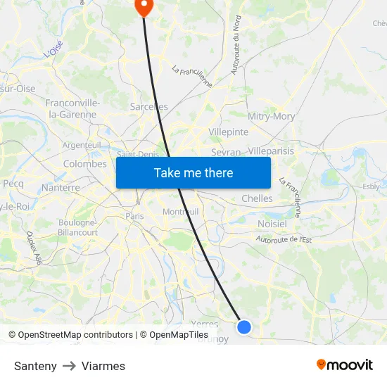 Santeny to Viarmes map
