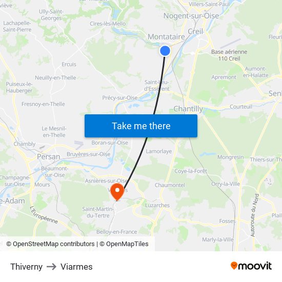 Thiverny to Viarmes map