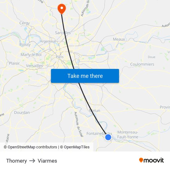 Thomery to Viarmes map