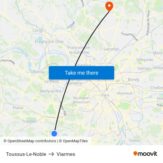 Toussus-Le-Noble to Viarmes map