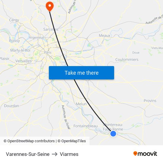 Varennes-Sur-Seine to Viarmes map
