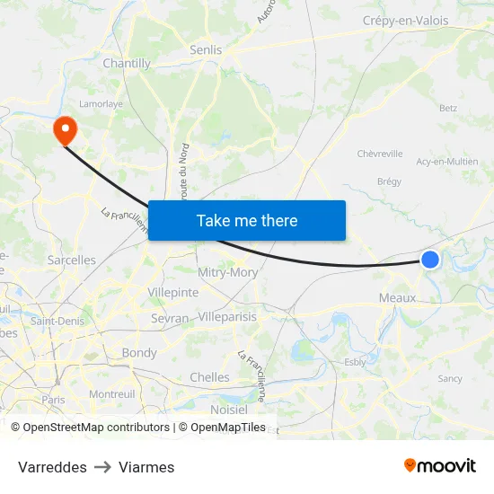 Varreddes to Viarmes map