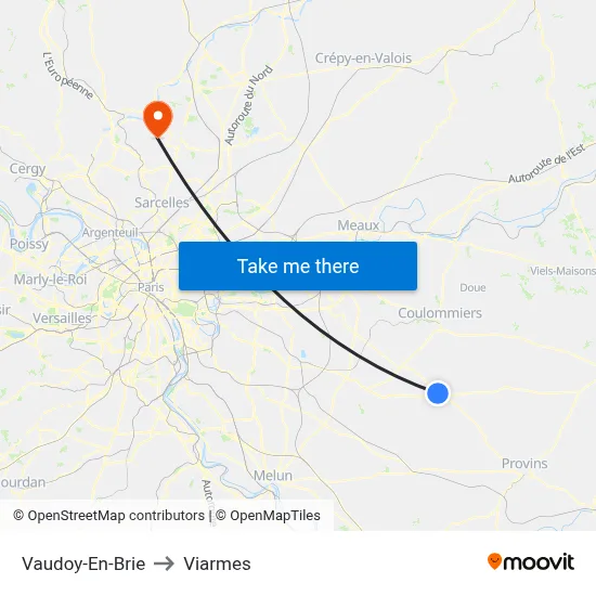 Vaudoy-En-Brie to Viarmes map