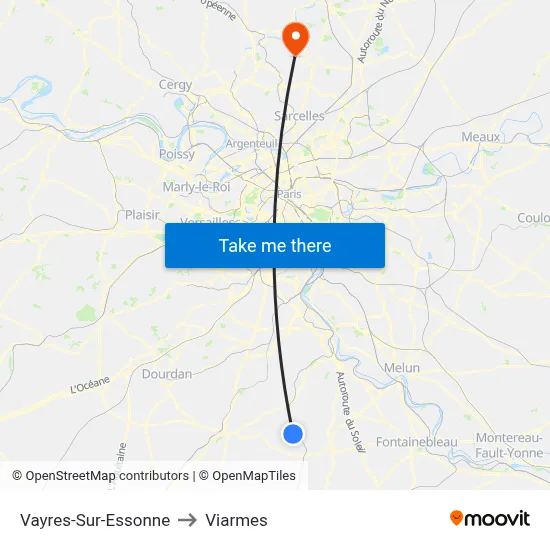 Vayres-Sur-Essonne to Viarmes map