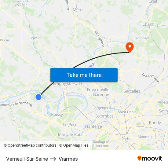 Verneuil-Sur-Seine to Viarmes map