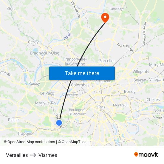 Versailles to Viarmes map