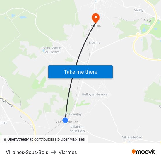Villaines-Sous-Bois to Viarmes map