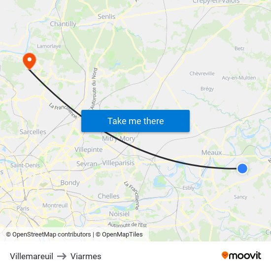 Villemareuil to Viarmes map