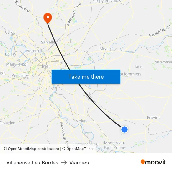 Villeneuve-Les-Bordes to Viarmes map