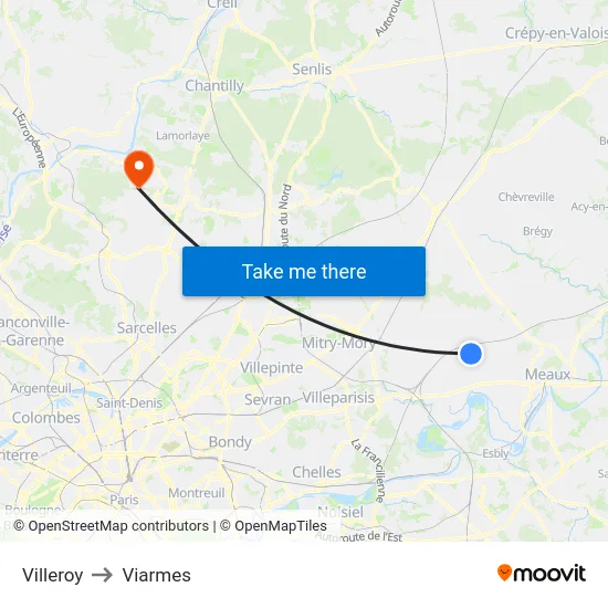 Villeroy to Viarmes map