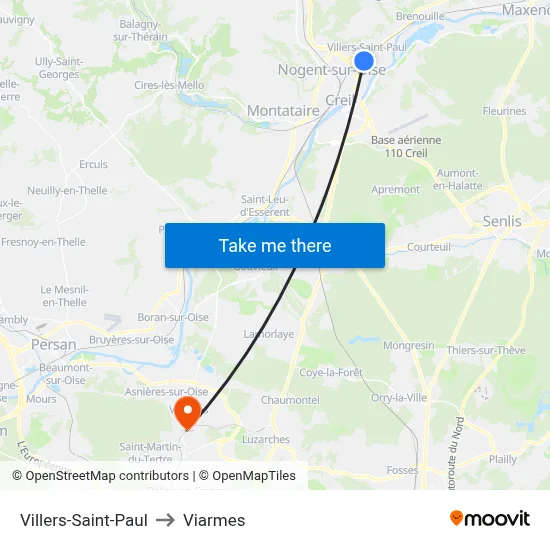 Villers-Saint-Paul to Viarmes map