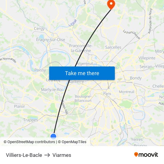 Villiers-Le-Bacle to Viarmes map